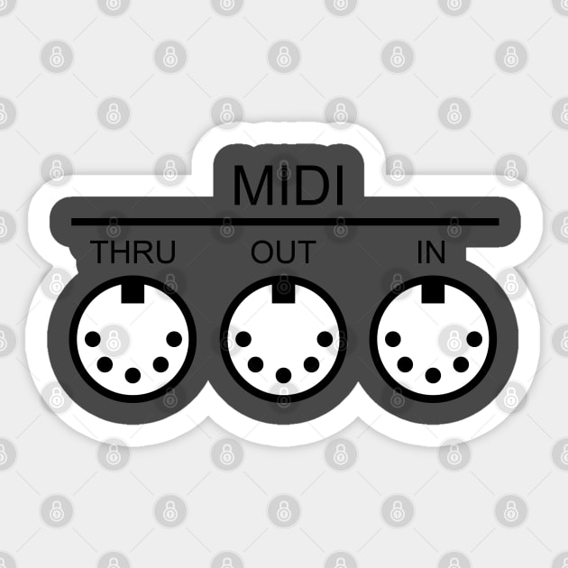 MIDI Ports (Black) Sticker by squareversesine